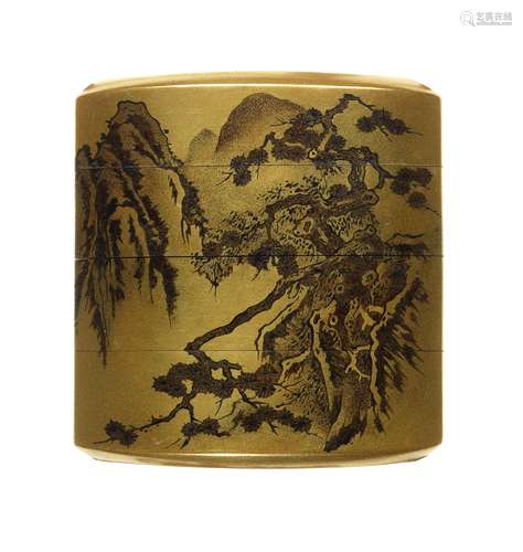 A fine gold-lacquer three-case inro By Koma Kyuhaku, 19th ce...