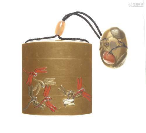 A gold-lacquer three-case inro By Koami Choko (Nagataka) aft...