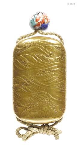 A gold-lacquer four-case inro By Shokasai, 19th century