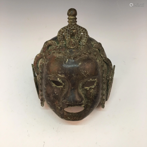 Chinese Bronze Buddha Mask
