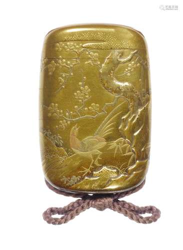 A gold-lacquer four-case inro By Shokasai, 19th century