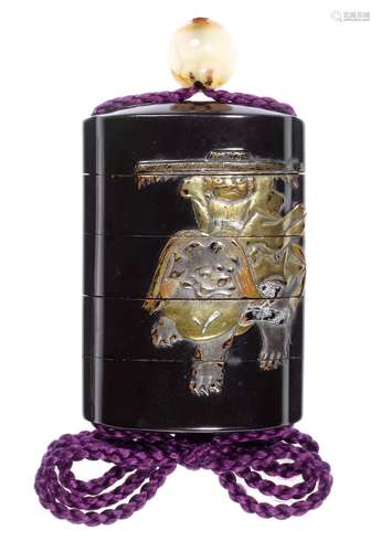 A black-lacquer four-case inro By Yamada Jokasai, 18th centu...