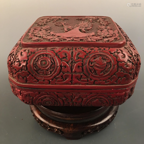 Chinese Lacuqare Ware Square Box and Cover, Qianlong