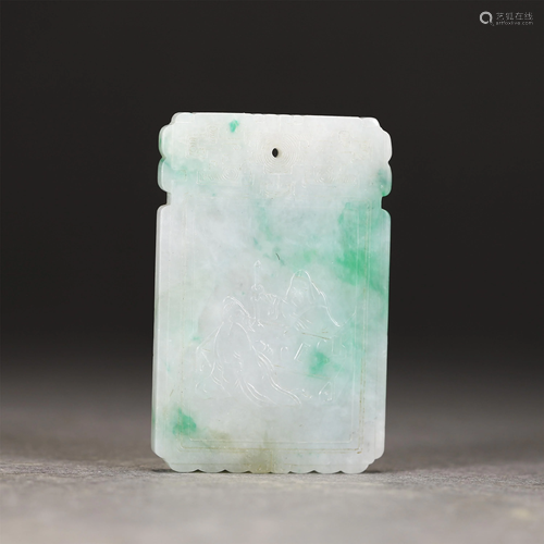 A CHINESE JADEITE CARVED FIGURAL PENDANT