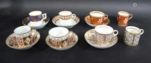 19THC ENGLISH COFFEE CANS, SAUCERS & TEA CUPS including a De...