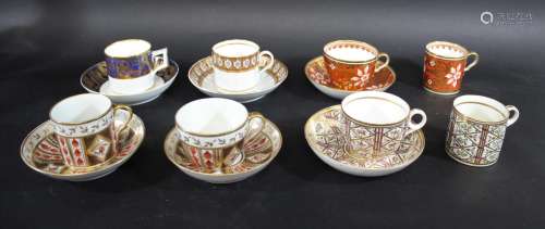 19THC ENGLISH COFFEE CANS, SAUCERS & TEA CUPS including a De...