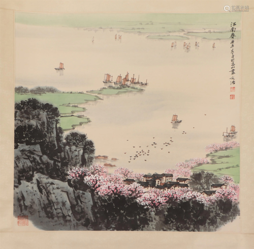 A CHINESE PAINTING OF SPRING RIVER SCENERY