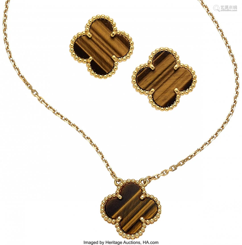 Van Cleef & Arpels Tiger's-Eye Quartz, Gold Jewe