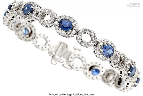 Sapphire, Diamond, White Gold Bracelet Stones