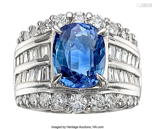 Ceylon Sapphire, Diamond, Platinum Ring Stones