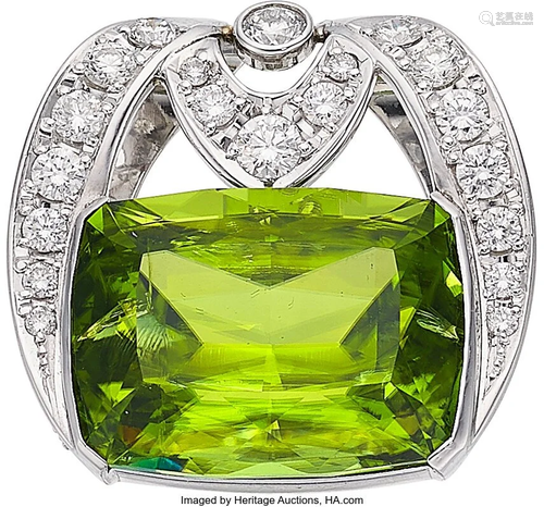 Peridot, Diamond, Platinum Slide Pendant Stones