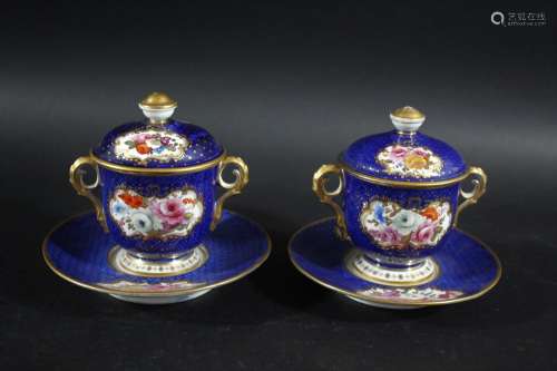 EARLY 19THC ENGLISH LIDDED CHOCOLATE CUPS & STANDS possibly ...
