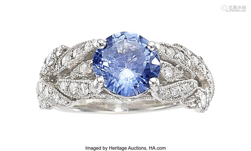 Vera Wang Sapphire, Diamond, Platinum Ring Ston