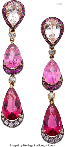 Multi-Stone, Diamond, Gold Earrings Stones