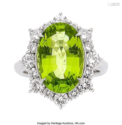 Peridot, Diamond, Platinum Ring Stones