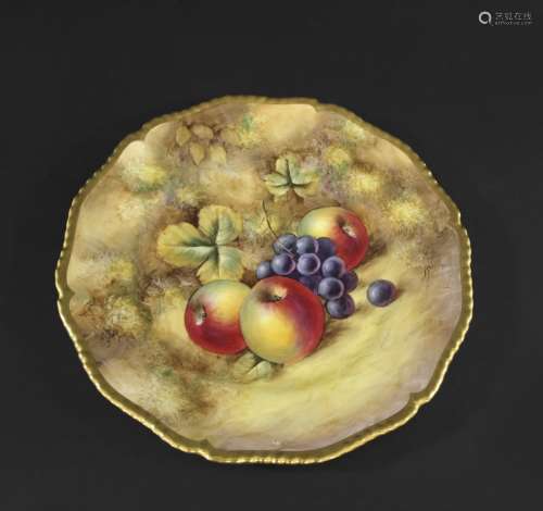 ROYAL WORCESTER CABINET PLATE - J SMITH painted with various...