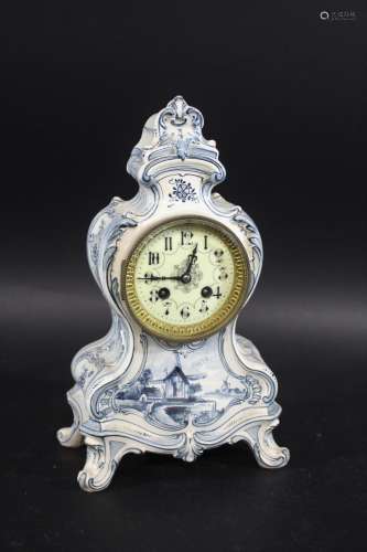 FRANZ ANTON MEHLER - GERMAN POTTERY MANTLE CLOCK made in the...