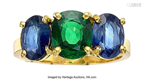 Tsavorite Garnet, Sapphire, Gold Ring Stones