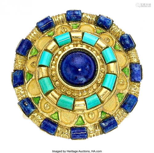 Lapis Lazuli, Synthetic Turquoise, Enamel, Gold