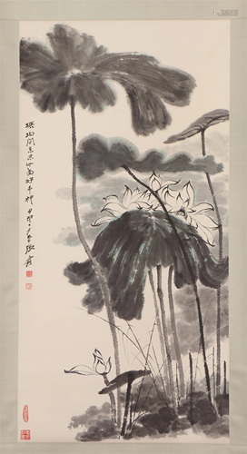 A CHINESE PAINTING OF LOTUS