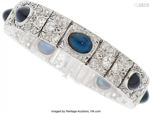 Antique Sapphire, Diamond, Platinum Bracelet St