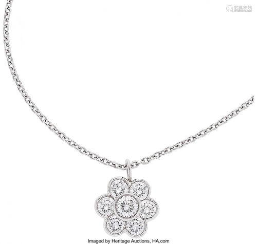 Van Cleef & Arpels Diamond, Platinum Pendant-Nec