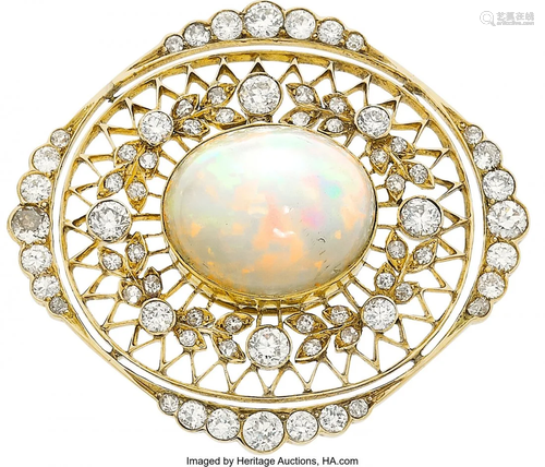 Opal, Diamond, Gold Brooch Stones