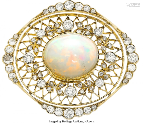 Opal, Diamond, Gold Brooch Stones