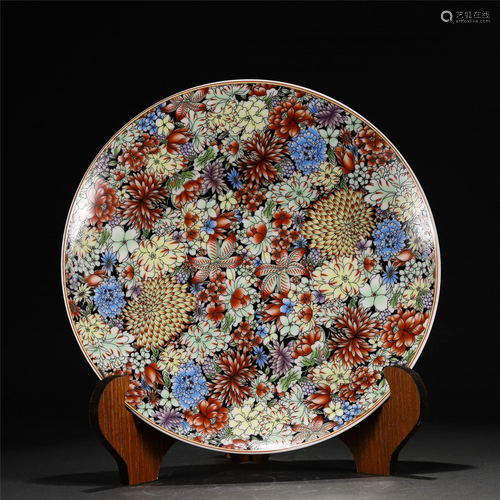 A CHINESE ENAMEL PAINTED FLOWERS PORCELAIN DISH