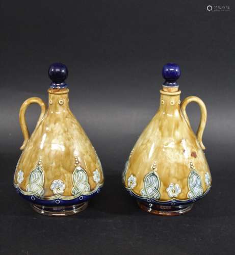 PAIR OF ROYAL DOULTON WHISKY DECANTERS - JAMES BURROUGH a pa...