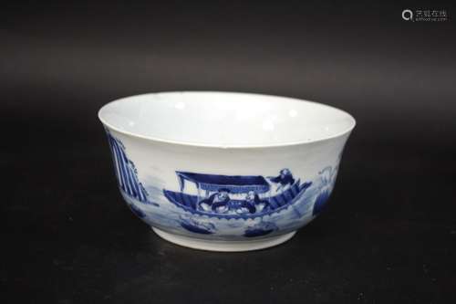 CHINESE PORCELAIN BLUE & WHITE BOWL late 19thc, the circular...