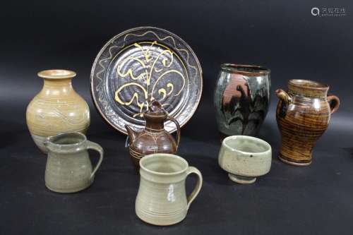 STUDIO POTTERY a mixed lot including a Winchcombe vase with ...