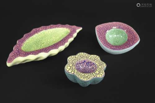 KATE MALONE (BORN 1959) a stoneware leaf form dish, with a c...