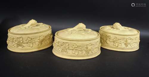 WEDGWOOD CANEWARE GAME PIE DISHES three similar dishes with ...