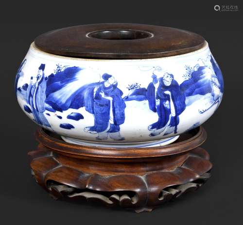 CHINESE PORCELAIN BLUE & WHITE CENSER - KANGXI Qing Dynasty ...