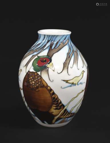 MOORCROFT LIMITED EDITION VASE in the Pheasants of Snow Holl...