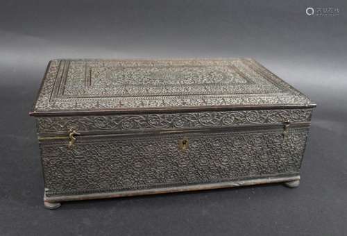 ANGLO INDIAN CARVED WRITING BOX the hardwood box heavily car...