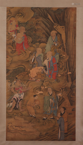 A CHINESE PAINTING OF ARHATS