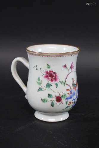 18THC CHINESE TANKARD a 18thc porcelain tankard, painted wit...