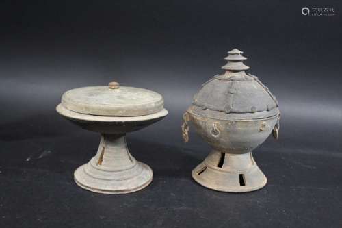 KOREAN SILLA DYNASTY TERRACOTTA LIDDED VESSELS circa 5thc AD...