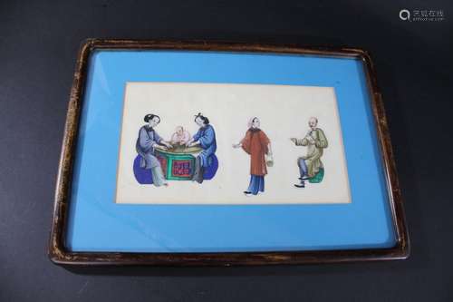 SET OF CHINESE PITH PAINTINGS a set of 6 rectangular pith pa...