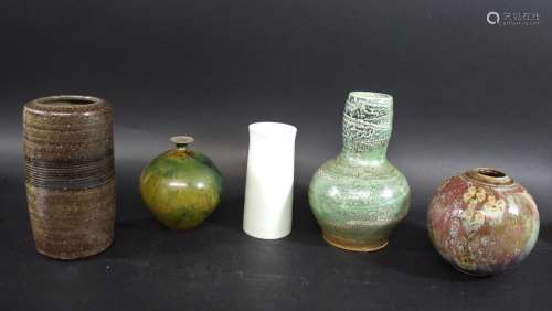 STUDIO POTTERY including a St Ives cylindrical vase, with se...