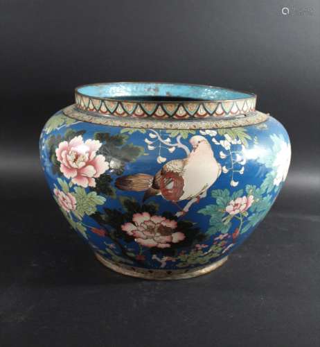 LARGE CLOISONNE JARDINIERE of unusually large size, decorate...