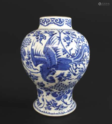 CHINESE BLUE & WHITE PORCELAIN 'PHOENIX' VASE - KANGXI Qing ...