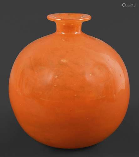 SCHNEIDER FRENCH ART GLASS VASE a large globular orange art ...