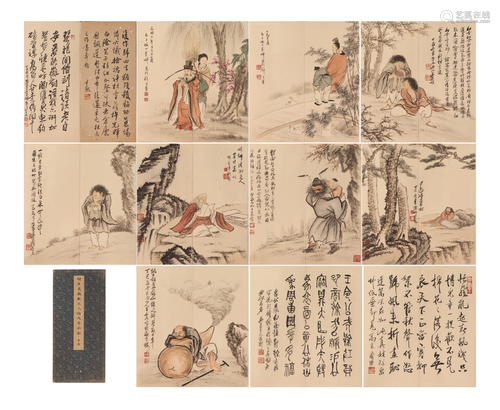 A CHINESE PAINTING ALBUM OF FIGURES AND INSCRIPTIONS