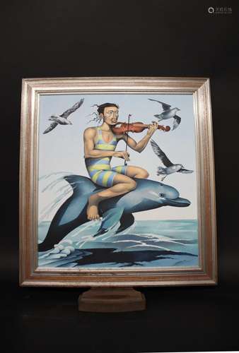 DAVID BROOKE - 'FIDDLER ON A DOLPHIN' signed and dated 1993,...