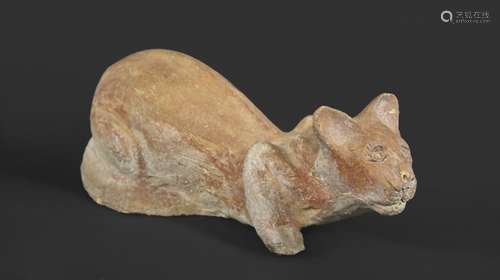 CAMBODIAN TERRACOTTA SPIRIT CAT circa 13th-15th century, the...