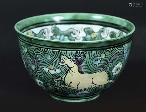 CHINESE BOWL - KANGXI an enamel on biscuit bowl, Qing Dynast...