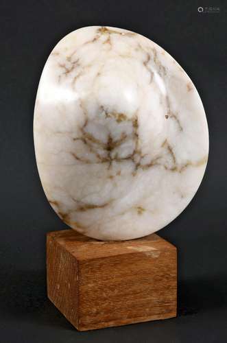 CONTEMPORARY MARBLE SCULPTURE a shaped block of marble, moun...